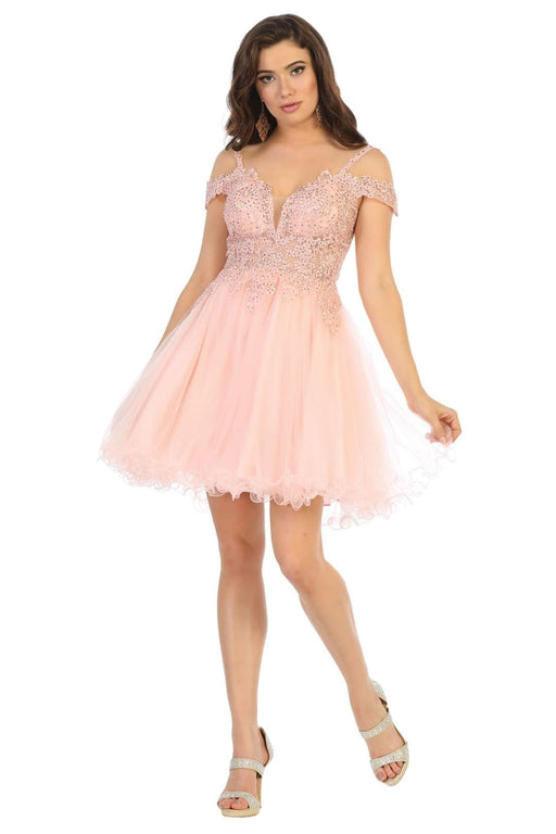 Quince Dama Dresses - Short Quinceanera Dresses in Color Blush