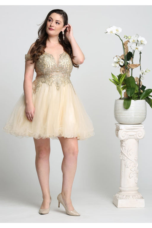 Quince Dama Dresses - Short Quinceanera Dresses in Color Champagne