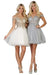 Quince Dama Dresses - Short Quinceanera Dresses in Color Silver