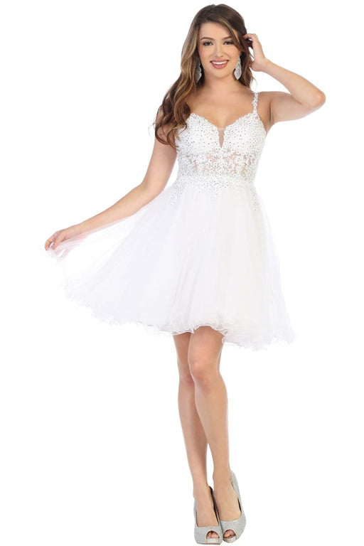 Quince Dama Dresses - Short Quinceanera Dresses in Color White