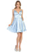 Quince Dama Dresses - Short Quinceanera Dresses in Color Dusty Blue