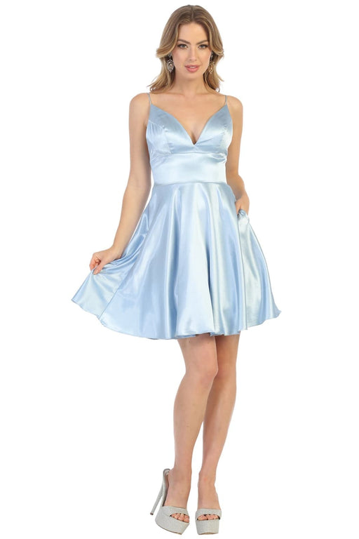 Quince Dama Dresses - Short Quinceanera Dresses in Color Dusty Blue
