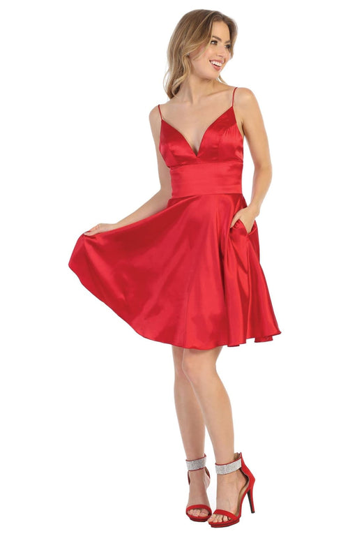 Quince Dama Dresses - Short Quinceanera Dresses in Color Red