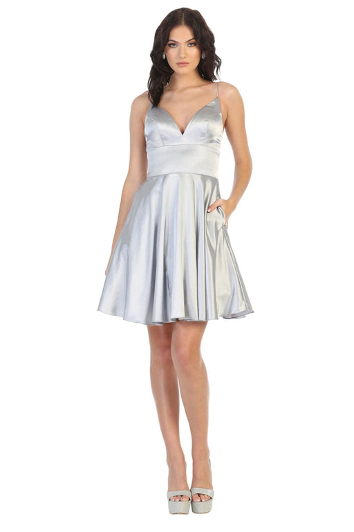 Quince Dama Dresses - Short Quinceanera Dresses in Color Silver