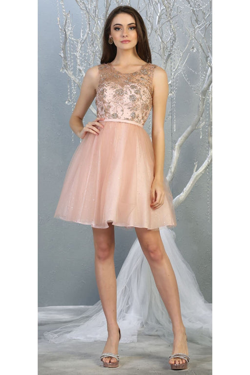 Quince Dama Dresses - Short Quinceanera Dresses in Color Blush