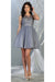 Quince Dama Dresses - Short Quinceanera Dresses in Color Dusty Blue