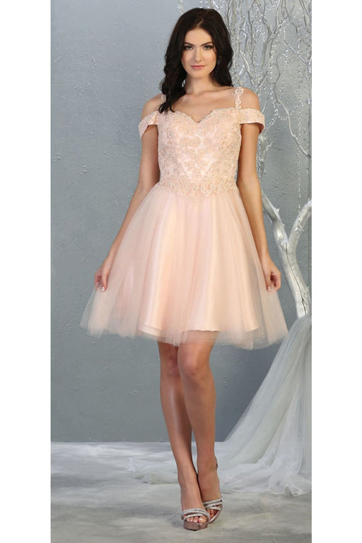 Quince Dama Dresses - Short Quinceanera Dresses in Color Blush