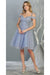 Quince Dama Dresses - Short Quinceanera Dresses in Color Dusty Blue