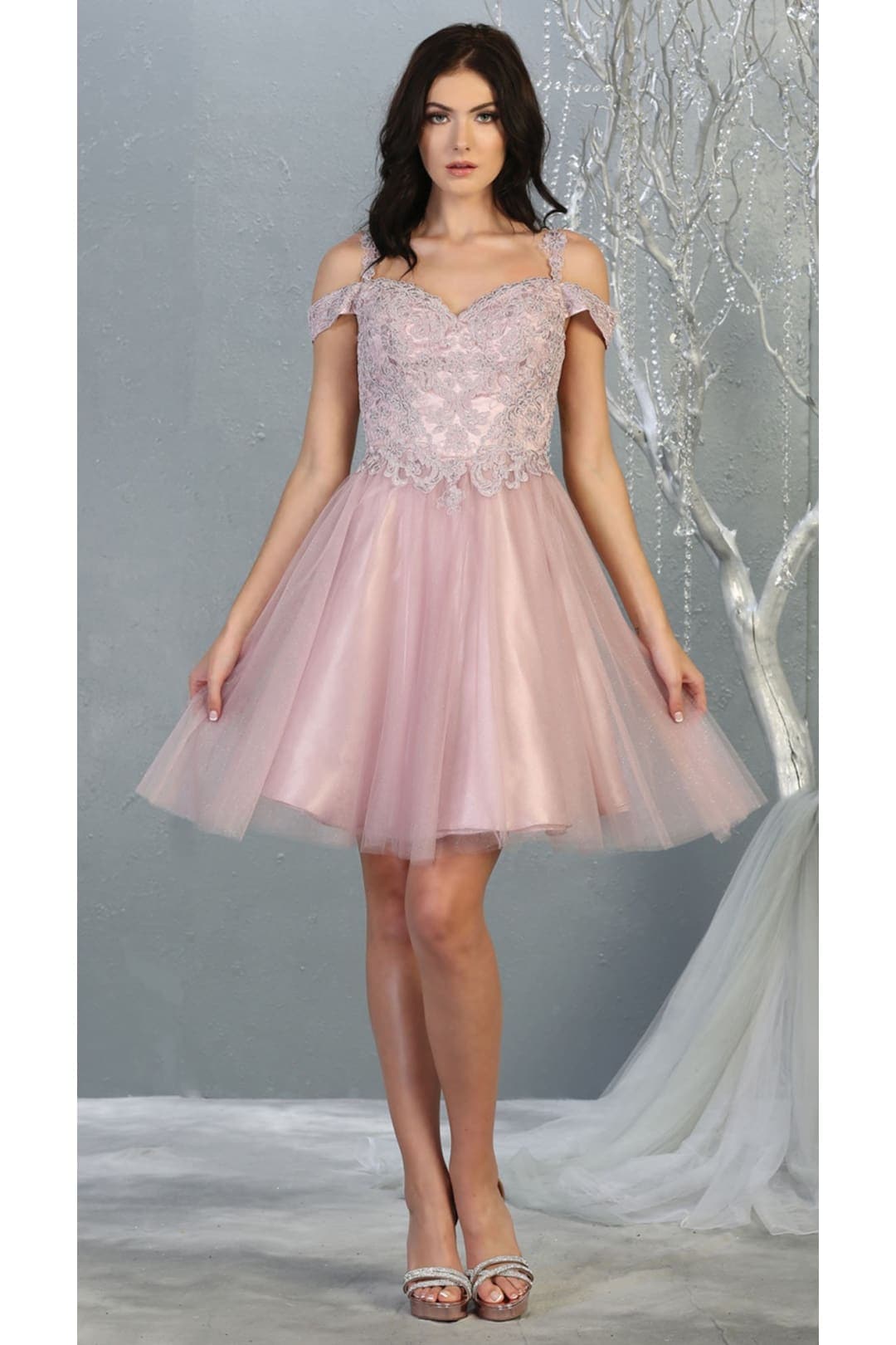 a line blue prom dress Romi Mini Dress Dark Mauve main image 0