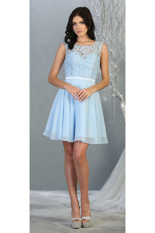 Quince Dama Dresses - Short Quinceanera Dresses in Color Baby Blue