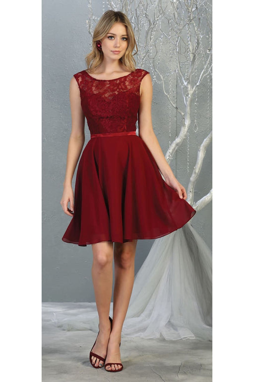 Quince Dama Dresses - Short Quinceanera Dresses in Color Burgundy