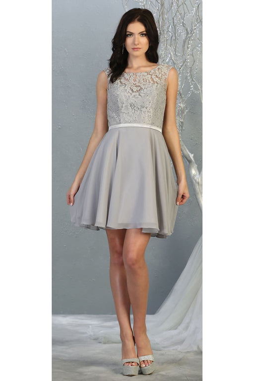 Quince Dama Dresses - Short Quinceanera Dresses in Color Silver