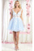 Quince Dama Dresses - Short Quinceanera Dresses in Color Baby Blue