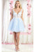 Quince Dama Dresses - Short Quinceanera Dresses in Color Baby Blue