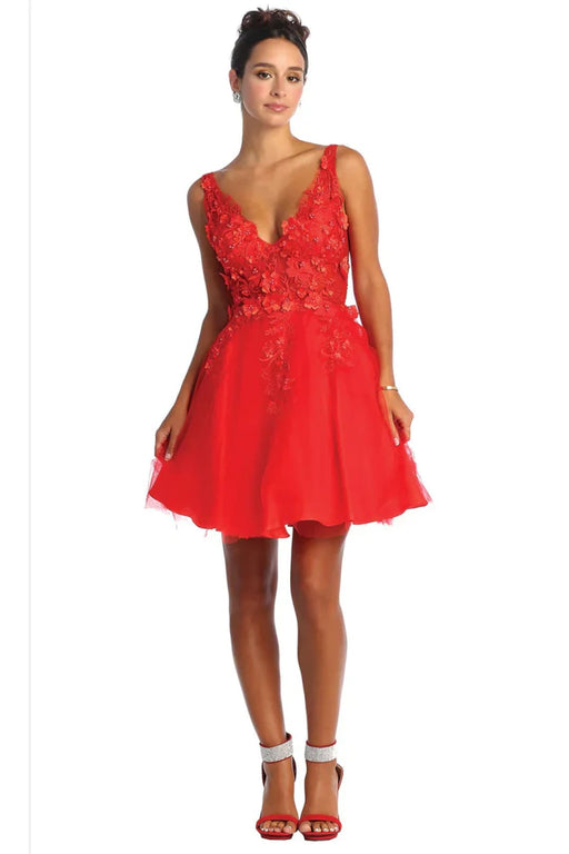 Quince Dama Dresses - Short Quinceanera Dresses in Color Red