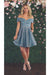 Quince Dama Dresses - Short Quinceanera Dresses in Color Aqua/Multi