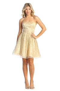 Quince Dama Dresses - Short Quinceanera Dresses in Color Champagne