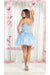 Quince Dama Dresses - Short Quinceanera Dresses in Color Baby Blue