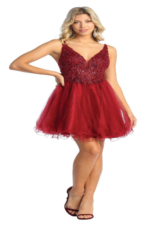 Quince Dama Dresses - Short Quinceanera Dresses in Color Burgundy