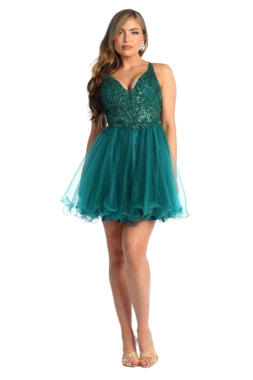 Quince Dama Dresses - Short Quinceanera Dresses in Color Hunter Green