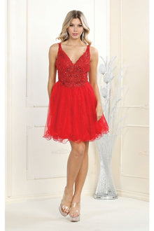 Quince Dama Dresses - Short Quinceanera Dresses in Color Red