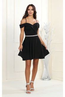 Quince Dama Dresses - Short Quinceanera Dresses in Color Black