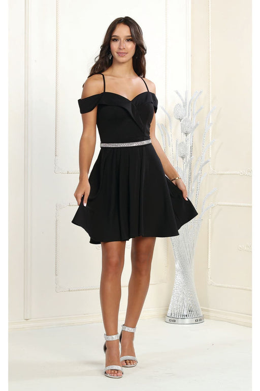 Quince Dama Dresses - Short Quinceanera Dresses in Color Black