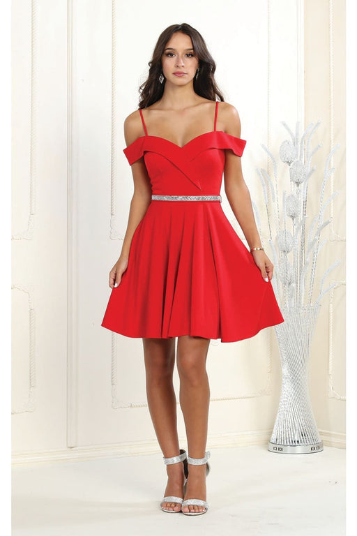 Quince Dama Dresses - Short Quinceanera Dresses in Color Red