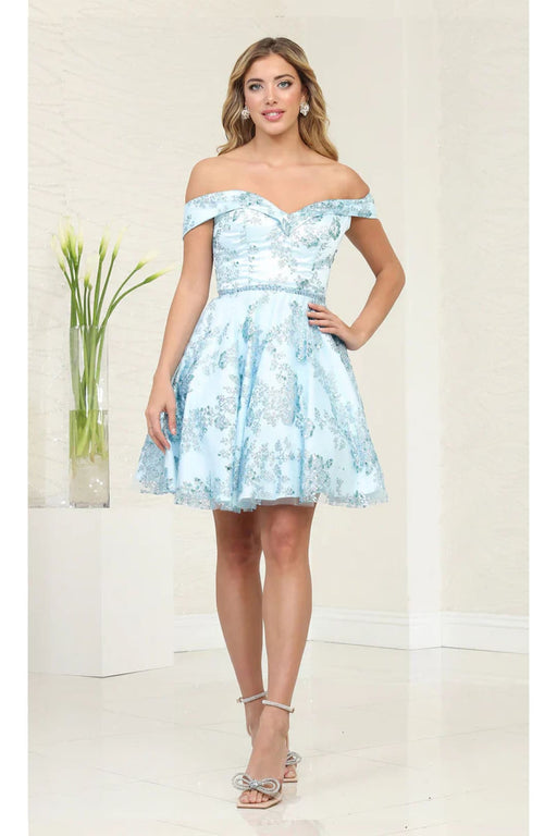 Quince Dama Dresses - Short Quinceanera Dresses in Color Baby Blue