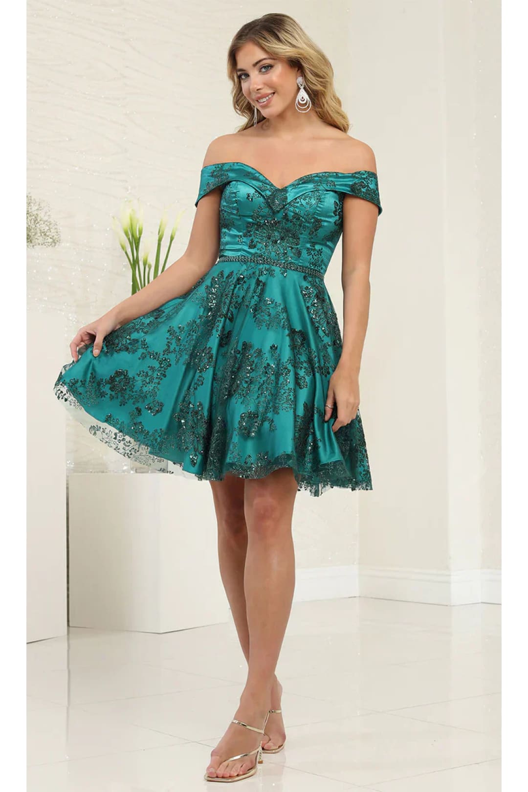 Quince Dama Dresses - Short Quinceanera Dresses in Color Hunter Green   MensUSA