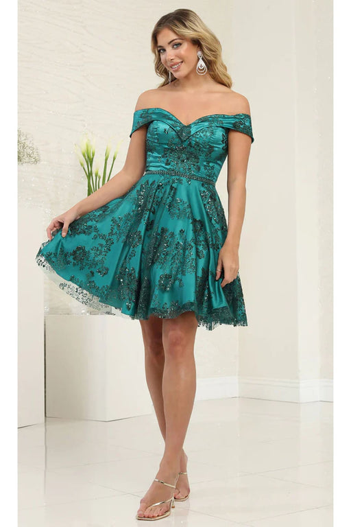 Quince Dama Dresses - Short Quinceanera Dresses in Color Hunter Green