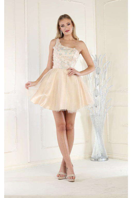 Quince Dama Dresses - Short Quinceanera Dresses in Color Champagne
