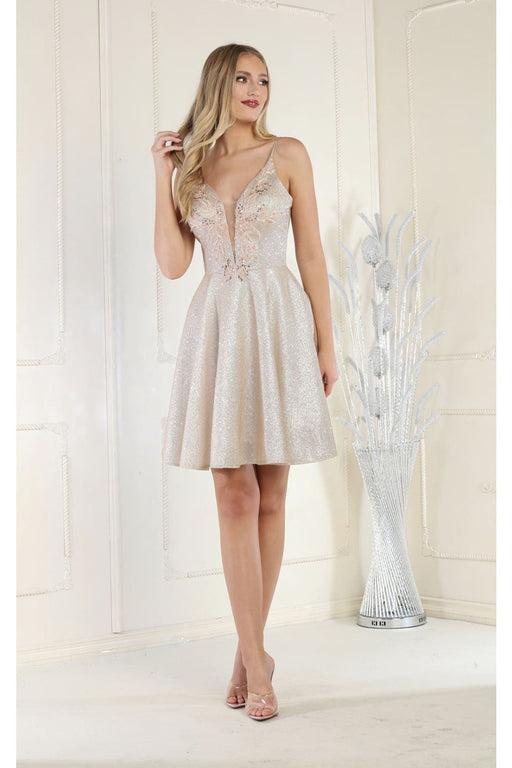 Quince Dama Dresses - Short Quinceanera Dresses in Color Champagne