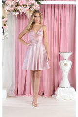 May Queen MQ1959 Spaghetti Straps Cocktail Dress - PINK / 2