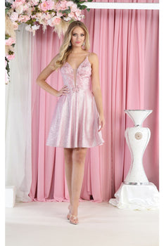 May Queen MQ1959 Spaghetti Straps Cocktail Dress - PINK / 2