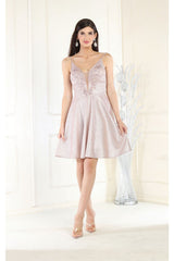 May Queen MQ1959 Spaghetti Straps Cocktail Dress - ROSEGOLD / 2