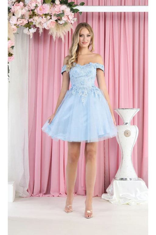 Quince Dama Dresses - Short Quinceanera Dresses in Color Baby Blue