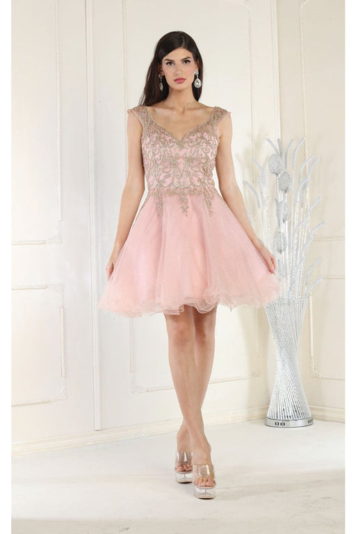 Quince Dama Dresses - Short Quinceanera Dresses in Color Blush/Gold