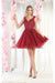 Quince Dama Dresses - Short Quinceanera Dresses in Color Burgundy