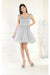Quince Dama Dresses - Short Quinceanera Dresses in Color Silver