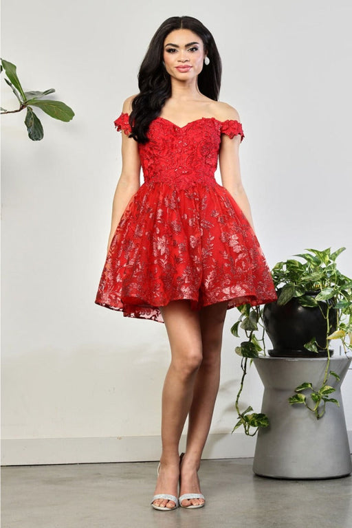 Quince Dama Dresses - Short Quinceanera Dresses in Color Red