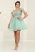Quince Dama Dresses - Short Quinceanera Dresses in Color Sage