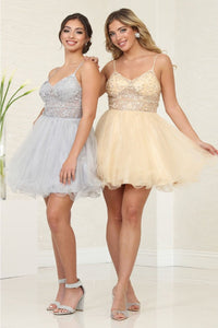 Quince Dama Dresses - Short Quinceanera Dresses in Color Champagne
