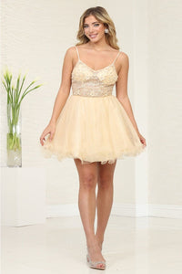 Quince Dama Dresses - Short Quinceanera Dresses in Color Champagne