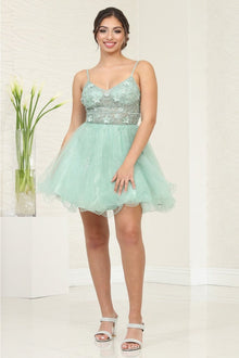 Quince Dama Dresses - Short Quinceanera Dresses in Color Sage
