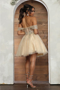 May Queen MQ2080 Sweetheart Leafy Corset A-Line Short Hoco Dress - Dress