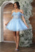 Quince Dama Dresses - Short Quinceanera Dresses in Color Baby Blue