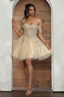 Quince Dama Dresses - Short Quinceanera Dresses in Color Champagne
