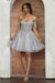 Quince Dama Dresses - Short Quinceanera Dresses in Color Silver
