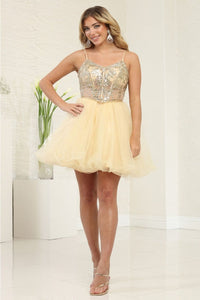 Quince Dama Dresses - Short Quinceanera Dresses in Color Champagne